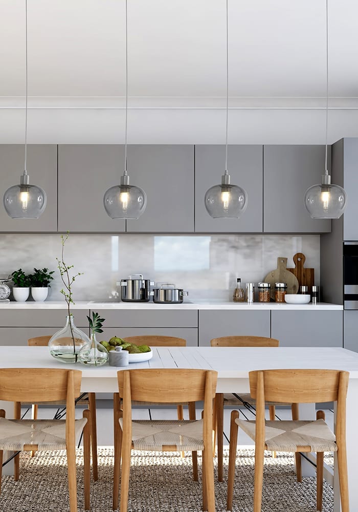 Suspension à quatre lumières en verre Steinhauer Lotus acier – Image 2