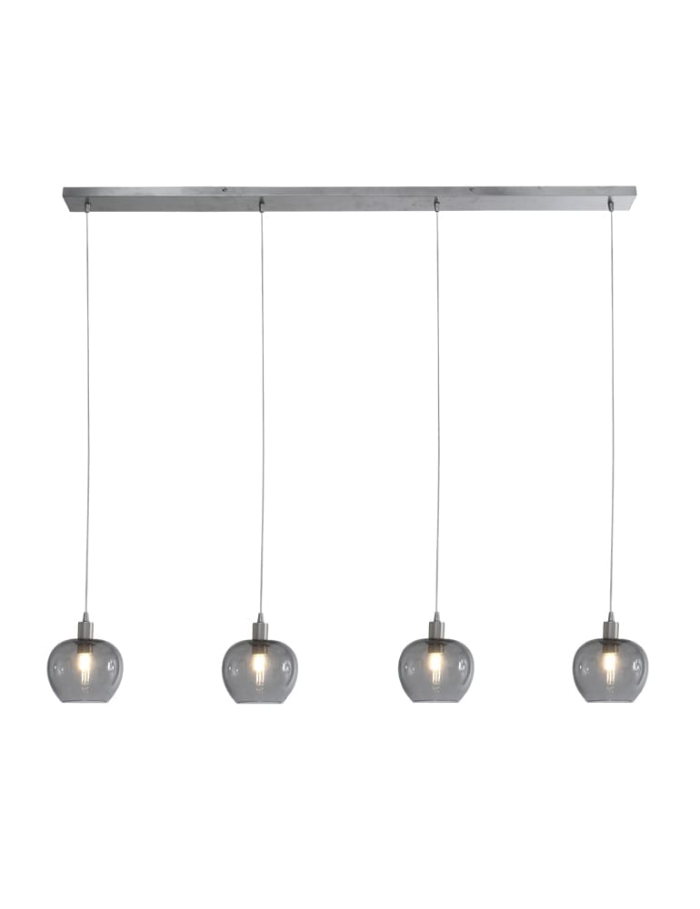 Suspension à quatre lumières en verre Steinhauer Lotus acier – Image 3