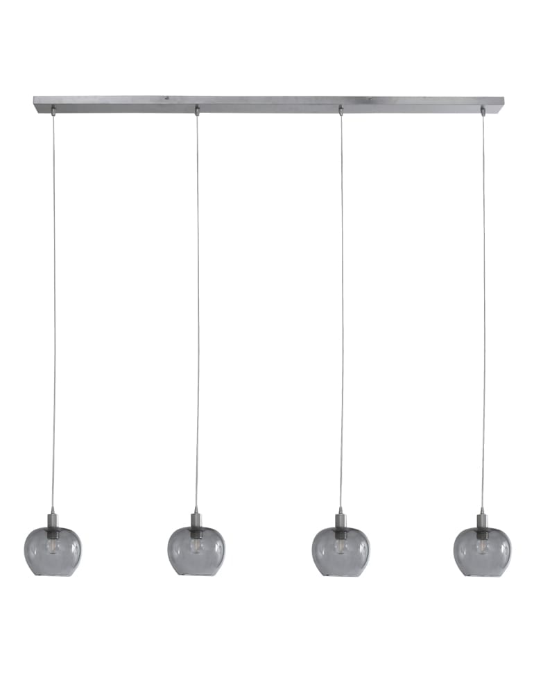 Suspension à quatre lumières en verre Steinhauer Lotus acier – Image 4