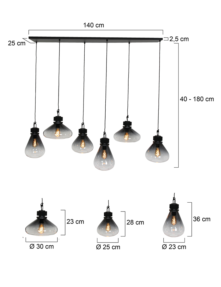Suspension rétro en métal noir Steinhauer Flere – Image 7