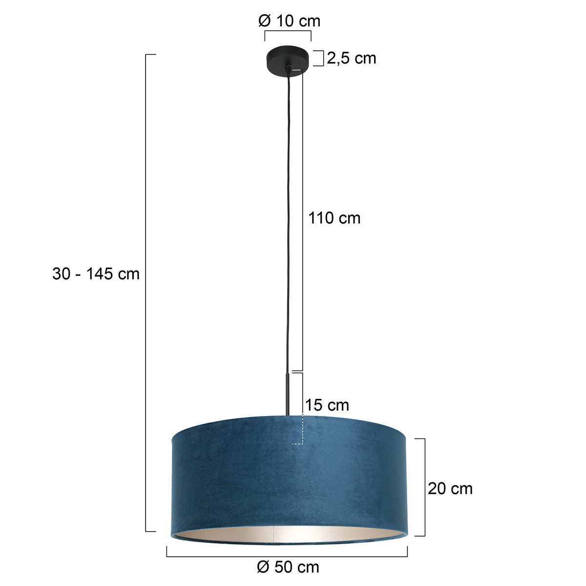Suspension abat-jour bleu roi Steinhauer Sparkled – Image 6