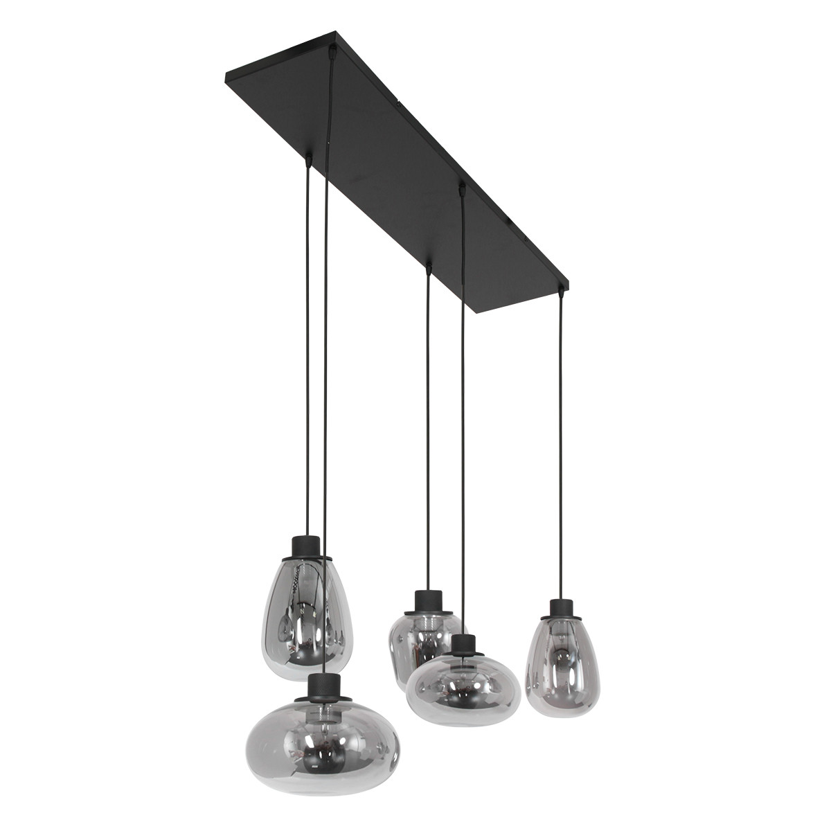 Suspension asymétrique cinq lumières verre fumé Steinhauer Reflexion noir – Image 11