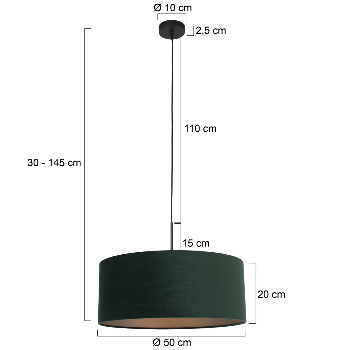 Suspension avec abat-jour en velours vert Steinhauer Sparkled Light noir – Image 6