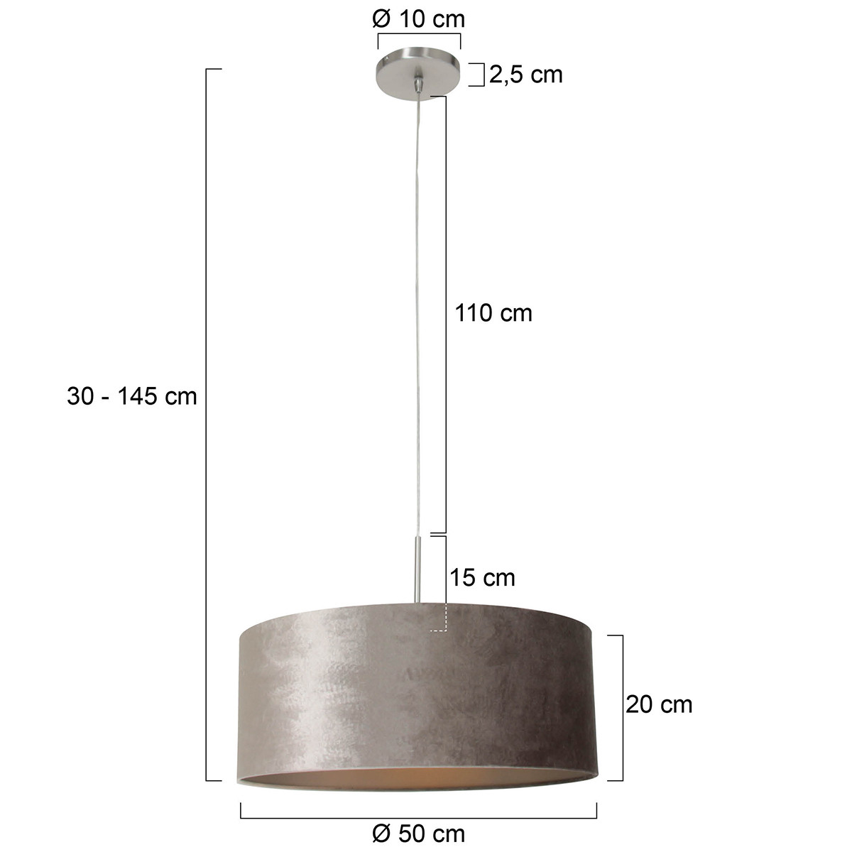 Suspension avec abat-jour rond argenté Steinhauer Sparkled Light acier – Image 6
