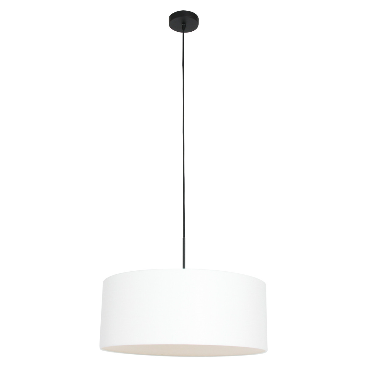 Suspension avec abat-jour rond en lin blanc Steinhauer Sparkled Light noir – Image 2