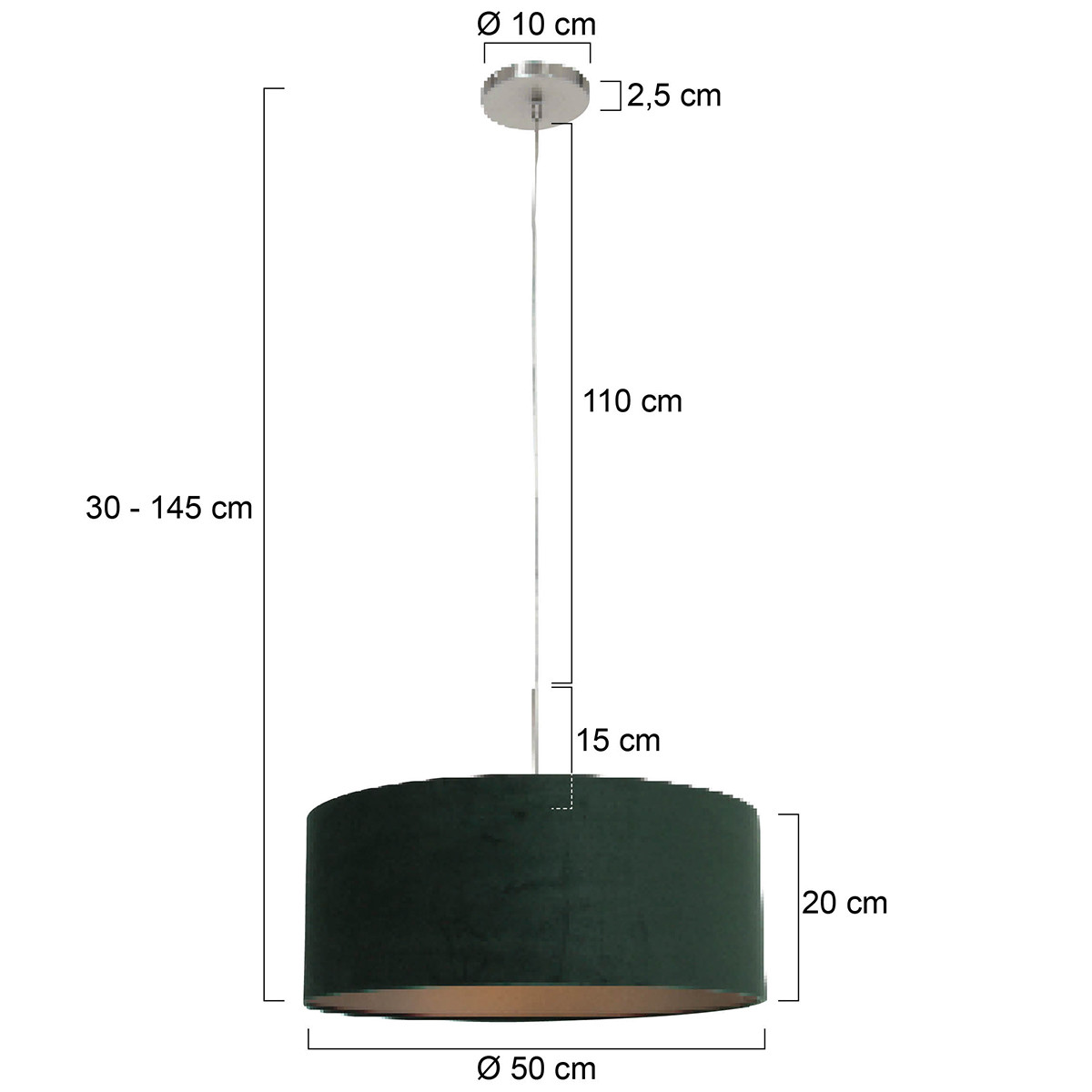 Suspension avec abat-jour rond vert Steinhauer Sparkled Light acier – Image 6