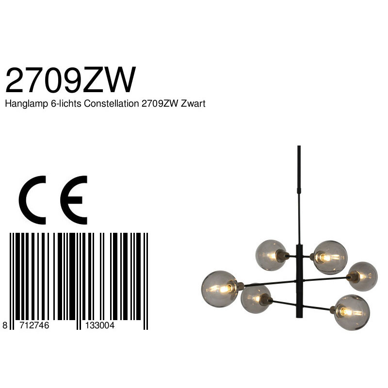 Suspension avec boules en verre fumé Constellation Steinhauer noir – Image 7