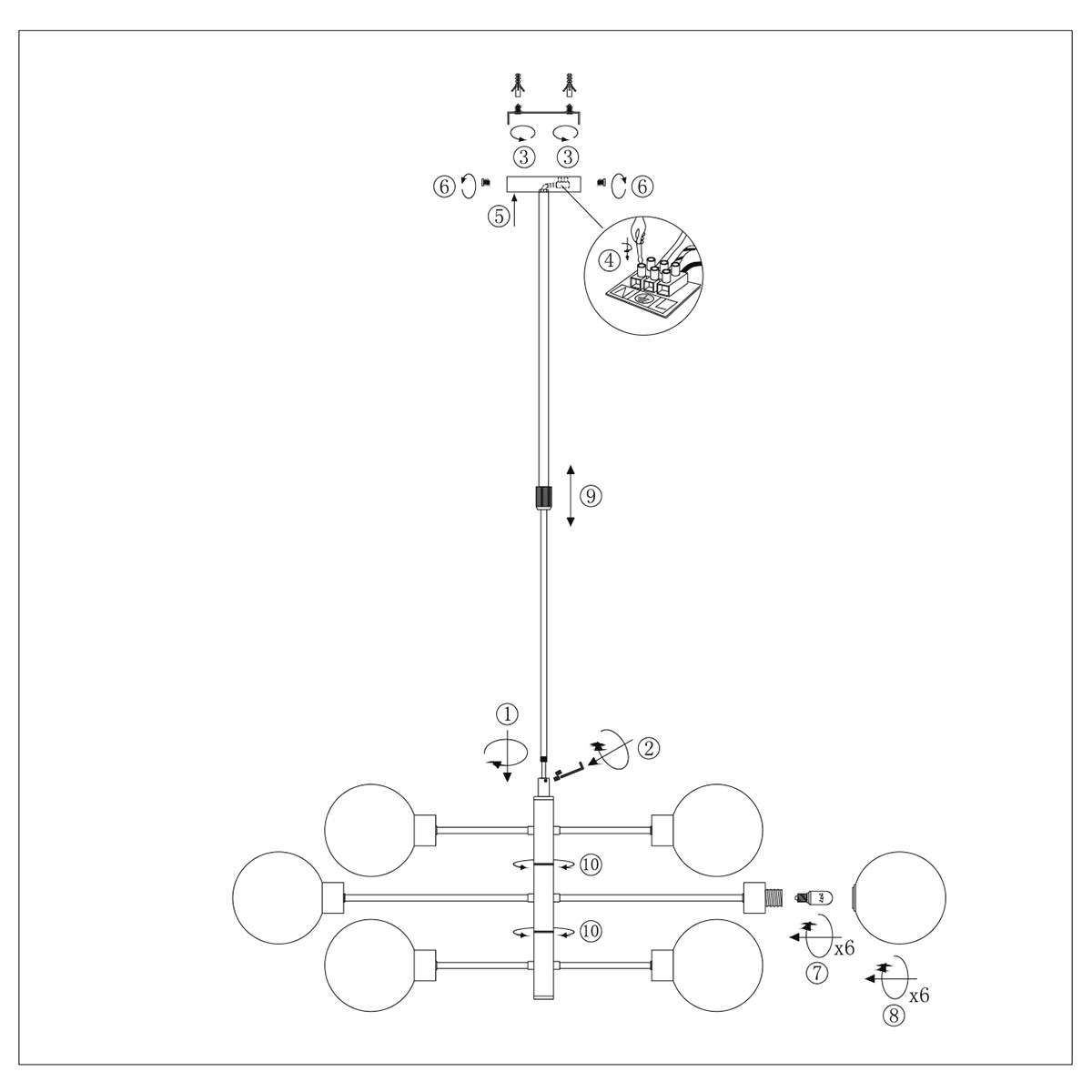 Suspension avec boules en verre fumé Constellation Steinhauer noir – Image 8