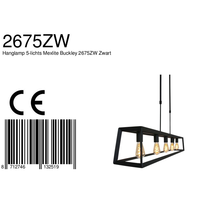 Suspension tendance en métal noir Mexlite Buckley – Image 9