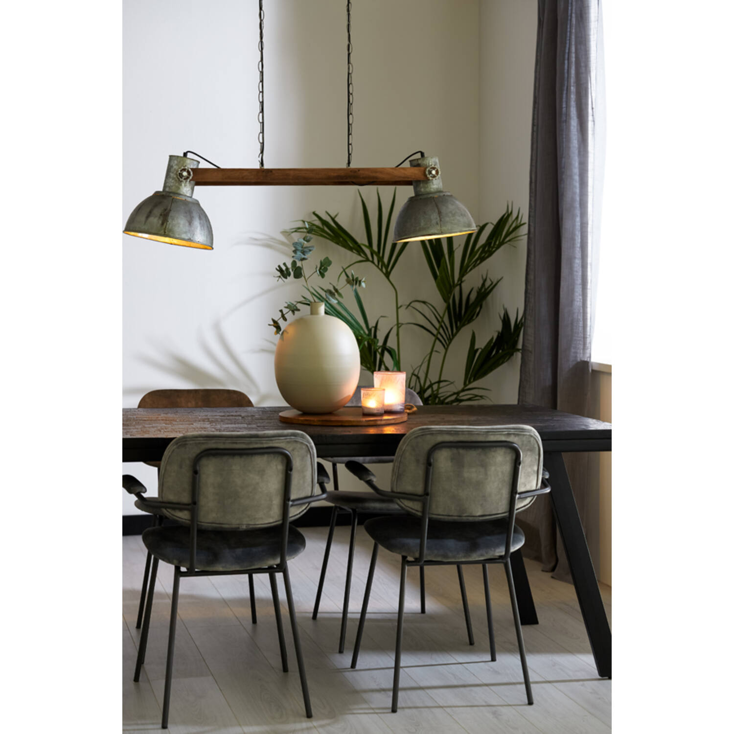 Suspension en argent rustique avec du bois Light & Living Elay – Image 3