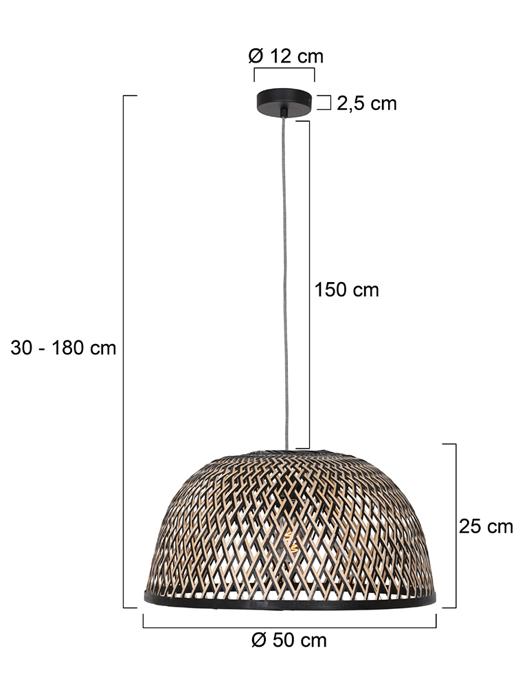 Suspension en osier design Anne Light & Home Maze hêtre – Image 7