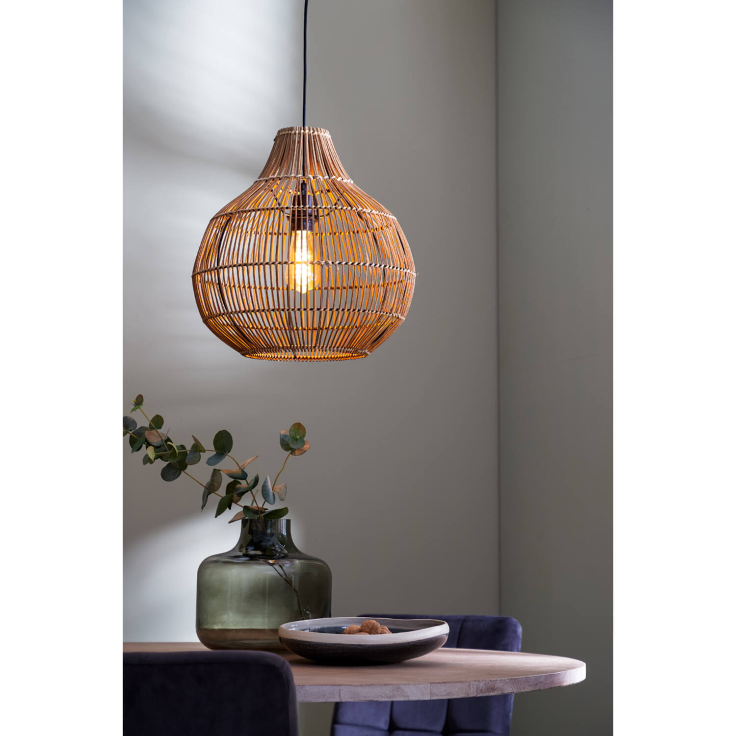 Suspension en rotin beige rustique Light & Living Pacino – Image 6