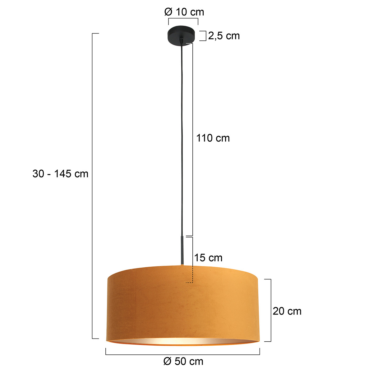 Suspension en velours ocre Steinhauer Sparkled light or et noir – Image 6