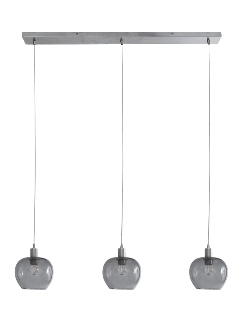 Suspension en verre fumé à trois lumières petite Steinhauer Lotus acier – Image 4