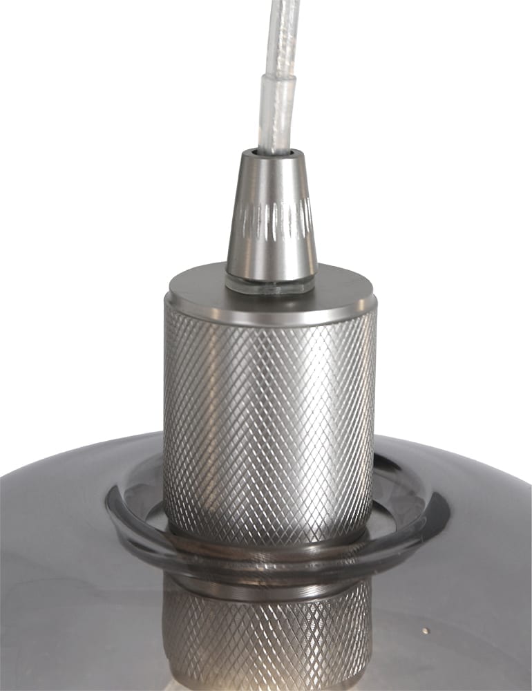 Suspension en verre fumé à trois lumières petite Steinhauer Lotus acier – Image 6