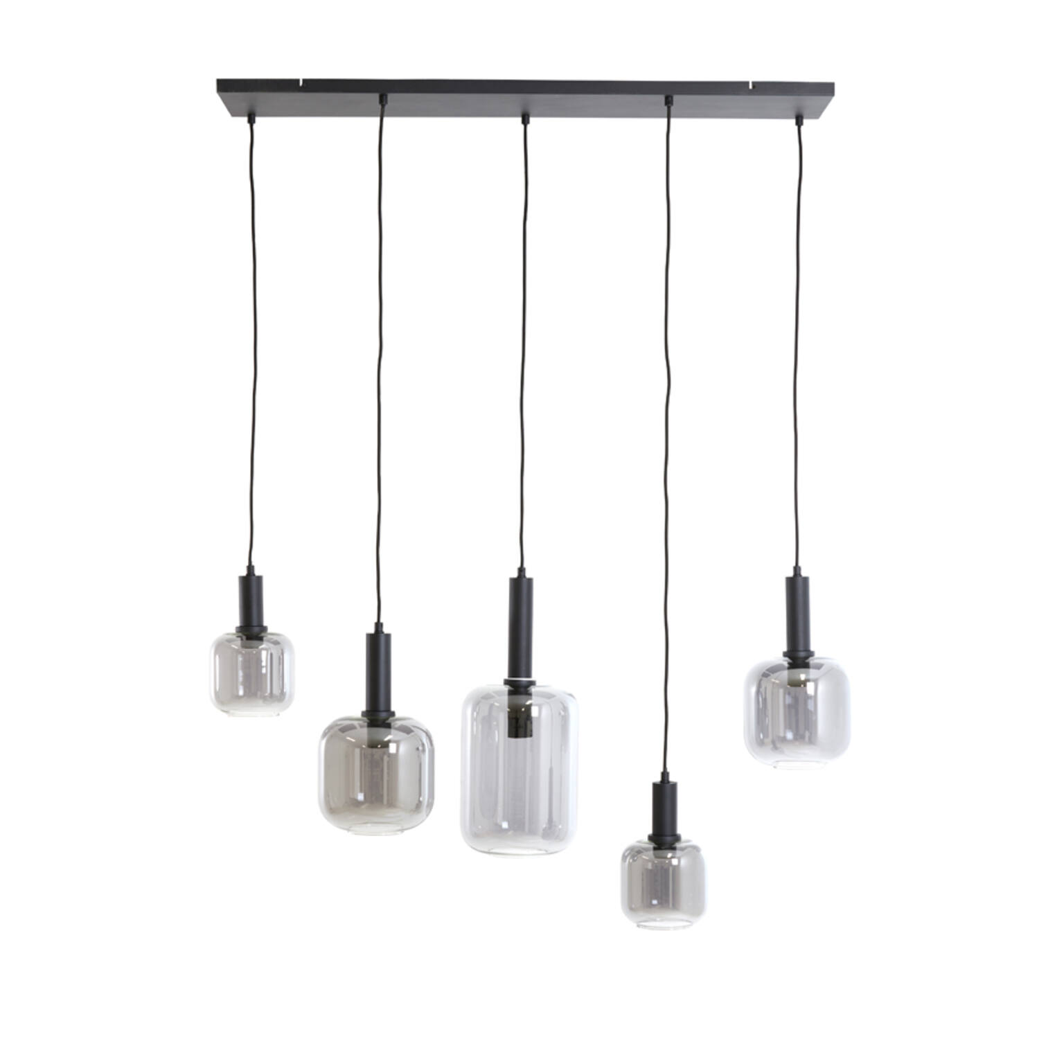 Suspension en verre fumé argenté rétro Light & Living Lekar – Image 2
