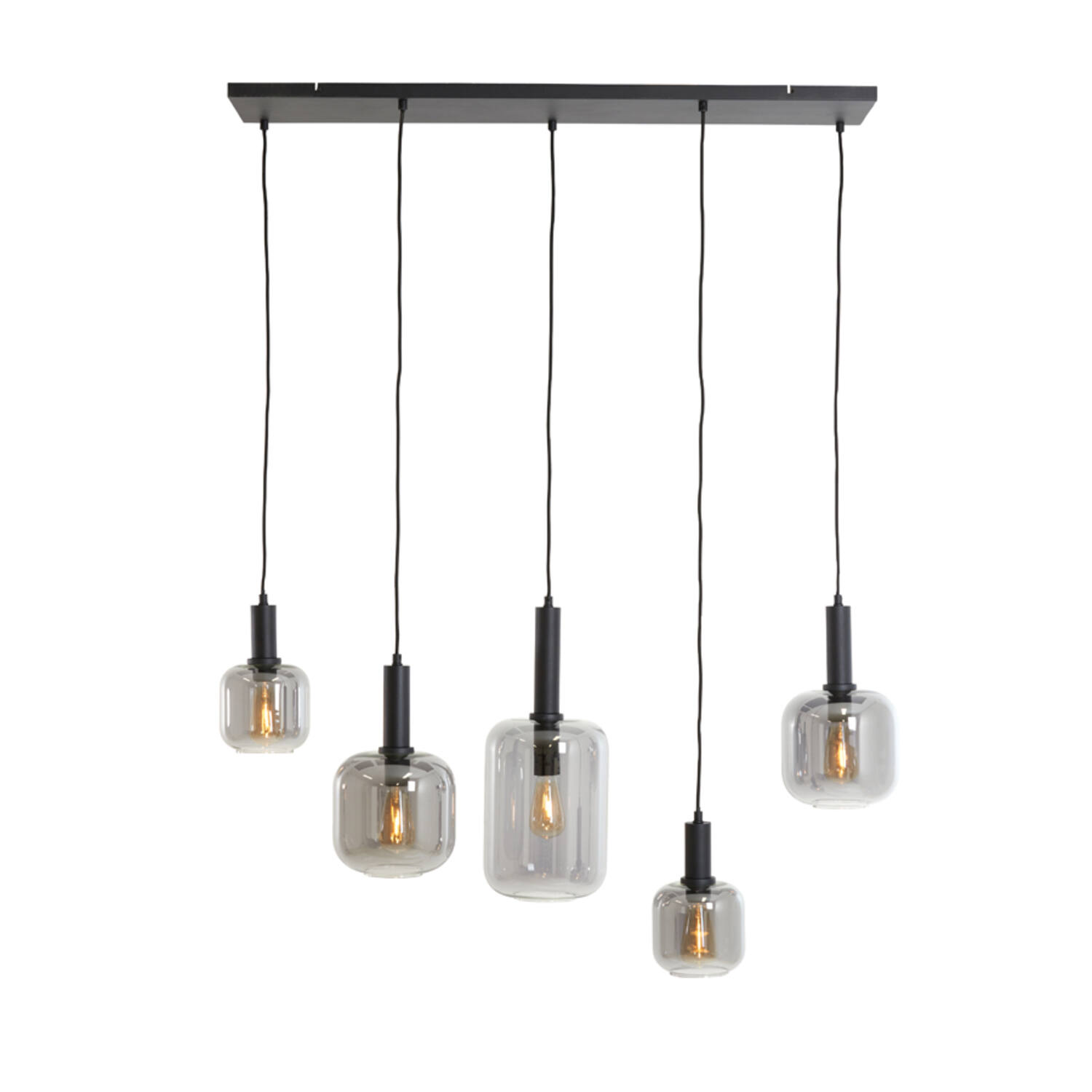 Suspension en verre fumé argenté rétro Light & Living Lekar – Image 9