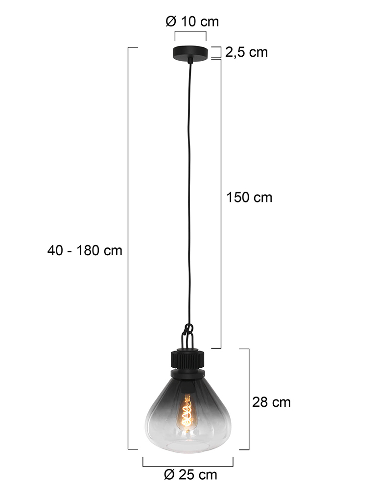 Suspension en verre fumé Steinhauer Flere noir – Image 6