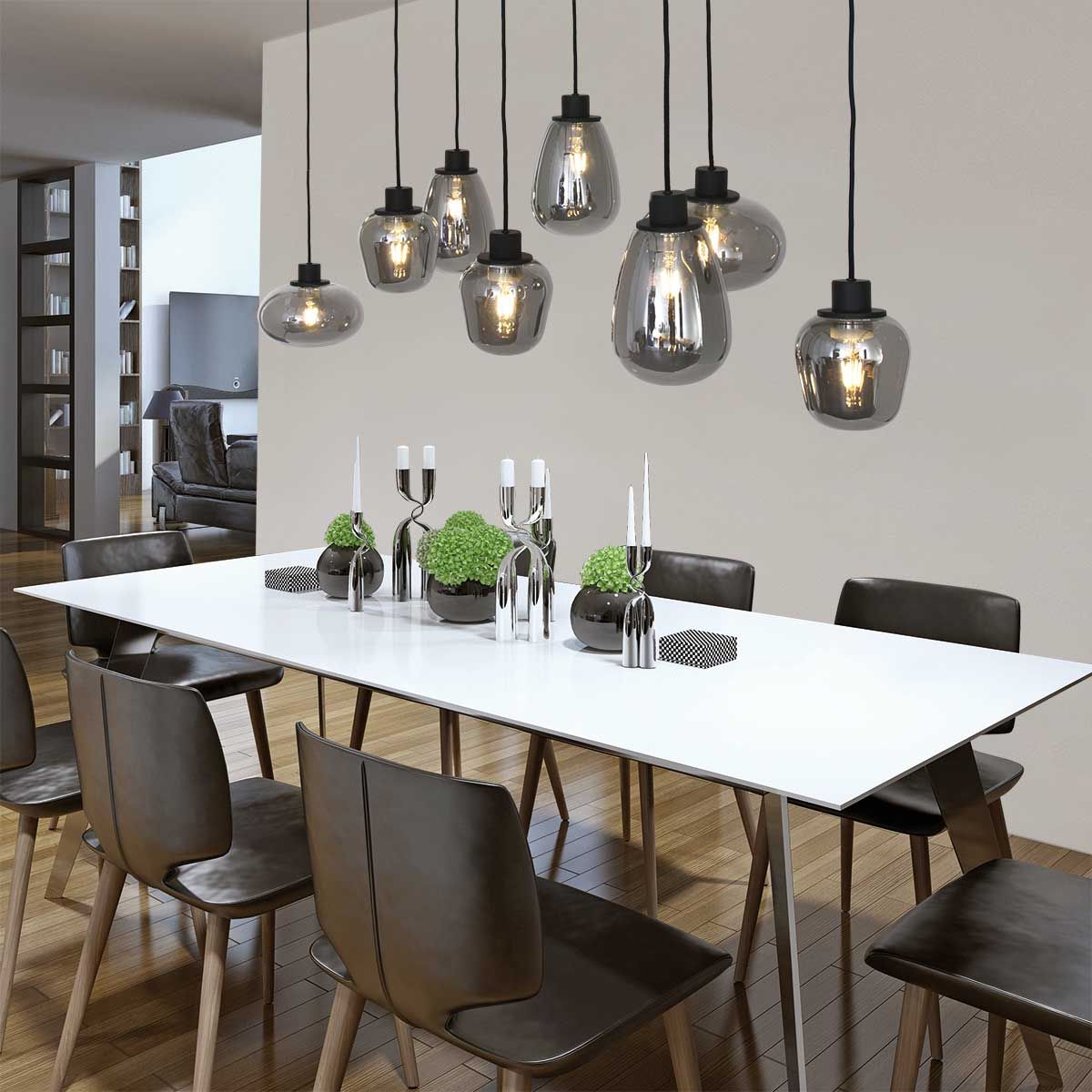 Suspension en verre fumé Steinhauer Reflexion noir – Image 16