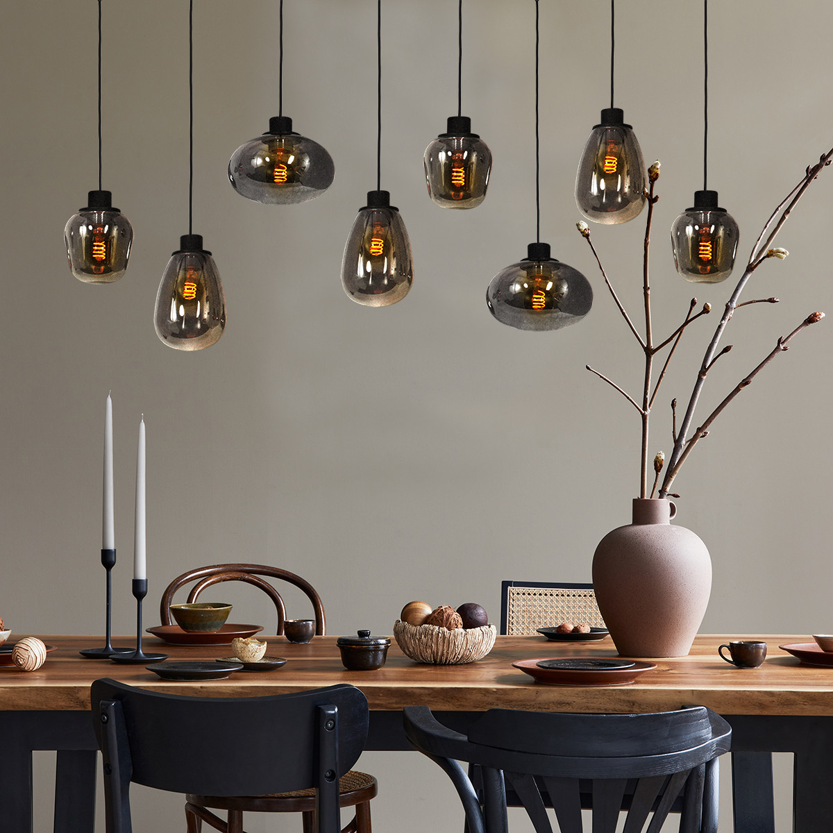 Suspension en verre fumé Steinhauer Reflexion noir – Image 3