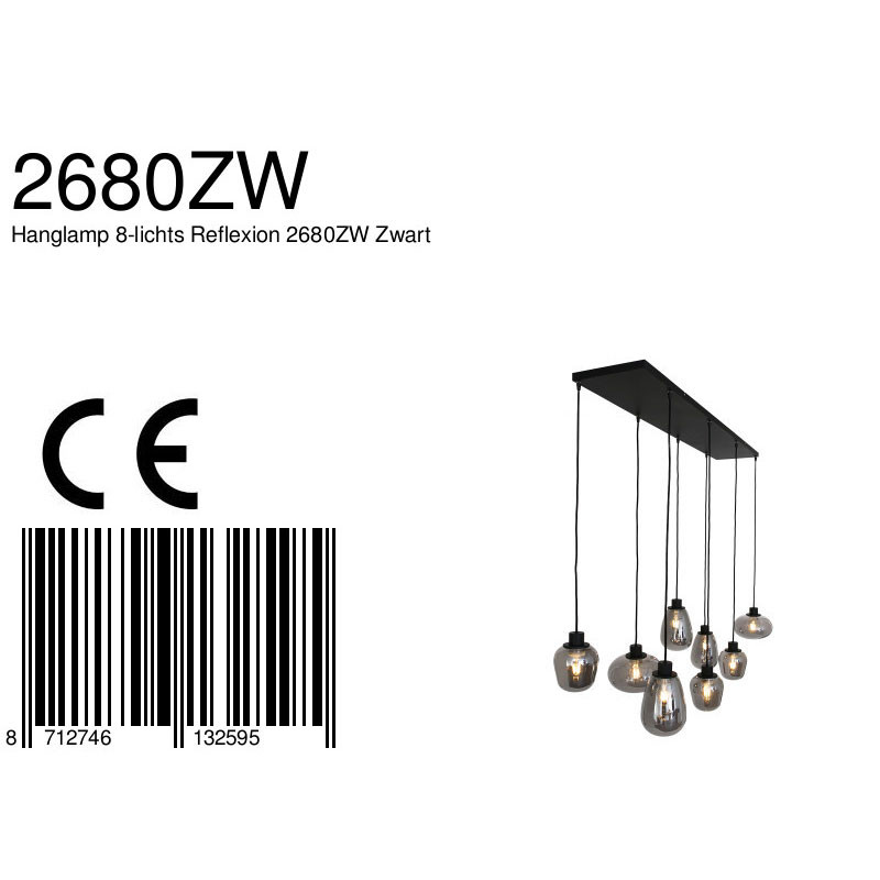 Suspension en verre fumé Steinhauer Reflexion noir – Image 8