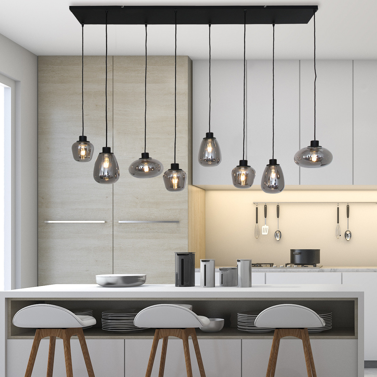 suspension-en-verre-fume-steinhauer-reflexion-noir-2680zw