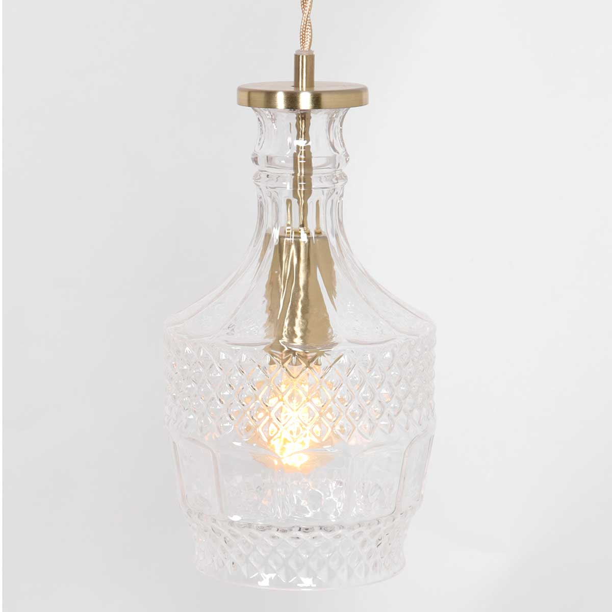 Suspension en verre / métal en forme de bouteille en laiton Mexlite Grazio Glass – Image 5