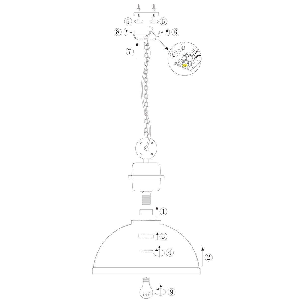 Suspension industrielle en métal noir Mexlite Gaeve – Image 9