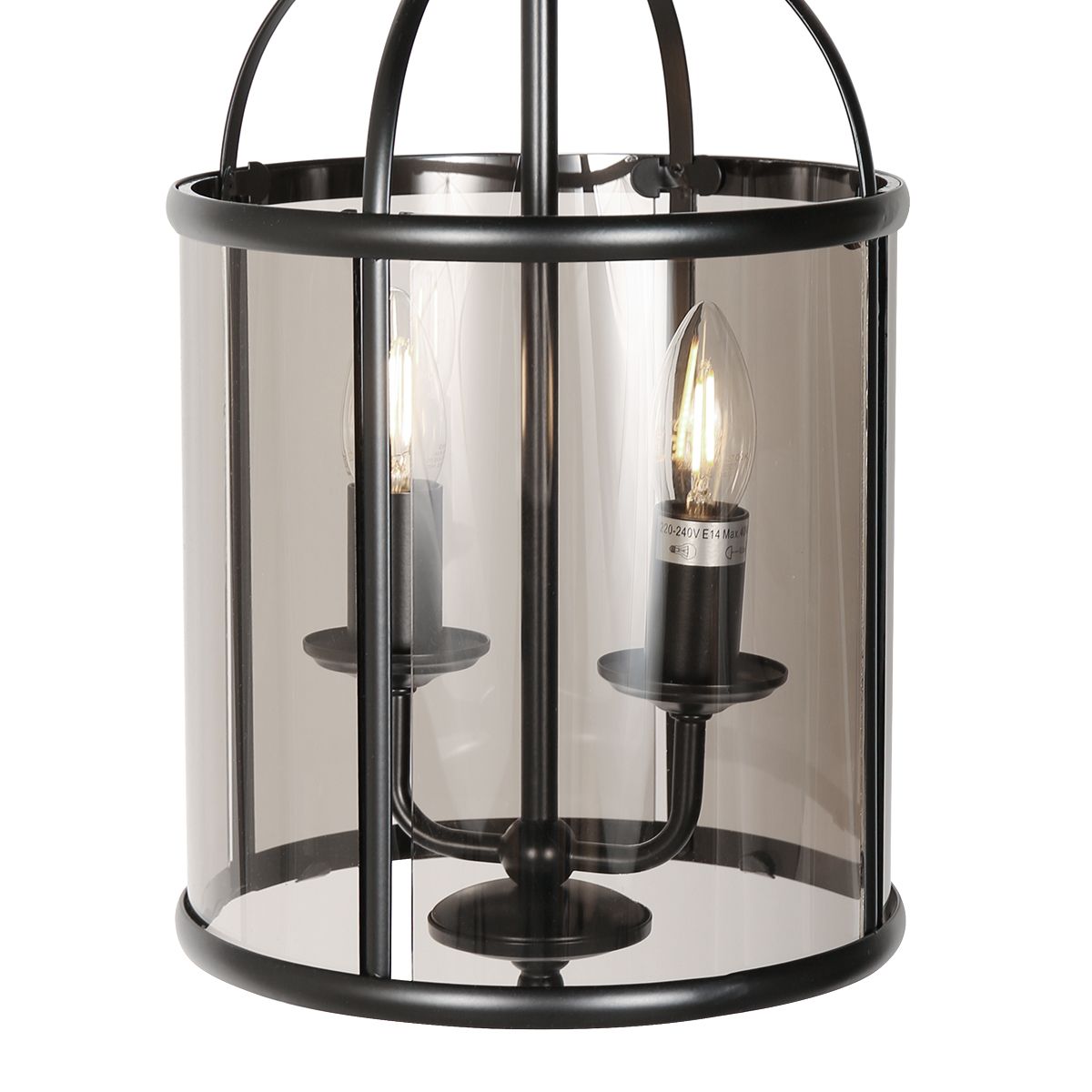 Suspension 2 lumières noire lanterne verre fumé Steinhauer Pimpernel – Image 4