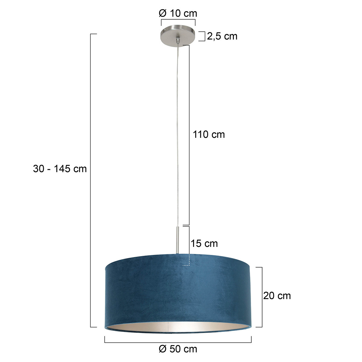 Suspension moderne acier abat-jour bleu Steinhauer Sparkled Light – Image 6
