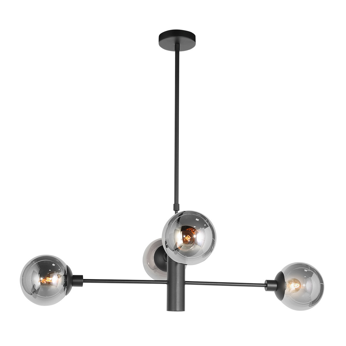 Suspension moderne avec quatre boules Steinhauer Constellation verre fumé et noir – Image 11