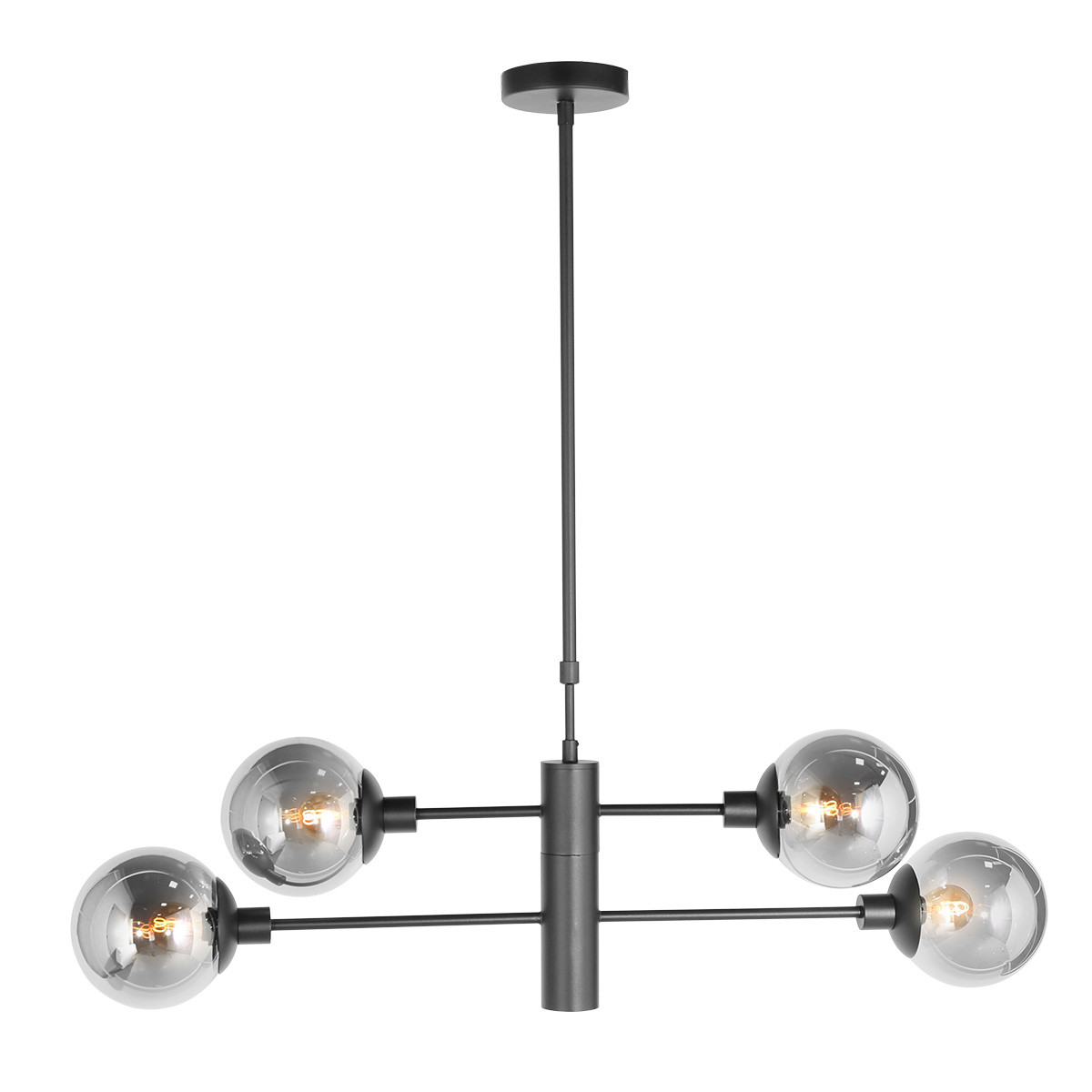 Suspension moderne avec quatre boules Steinhauer Constellation verre fumé et noir – Image 13