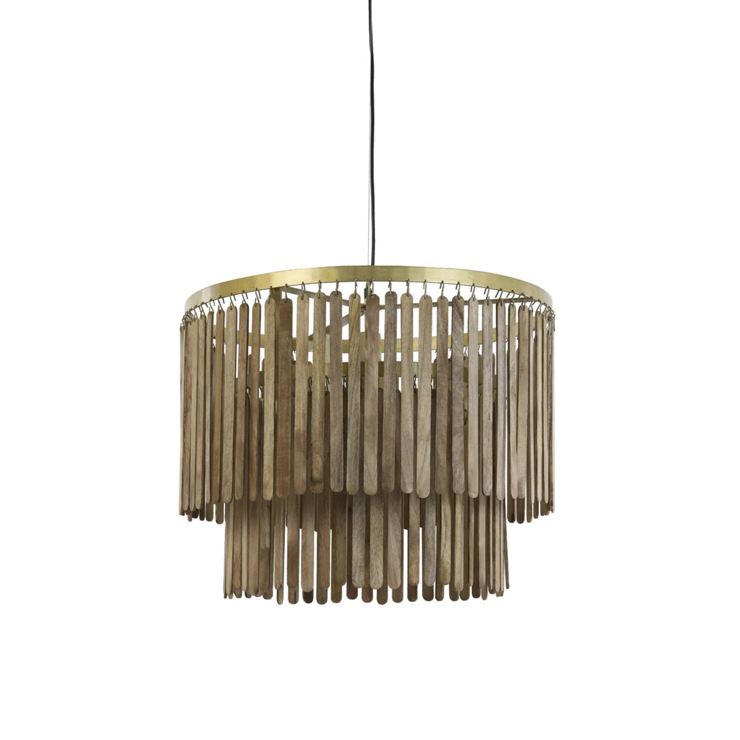 Suspension moderne dorée avec lamelles en bois Light & Living Gularo – Image 2