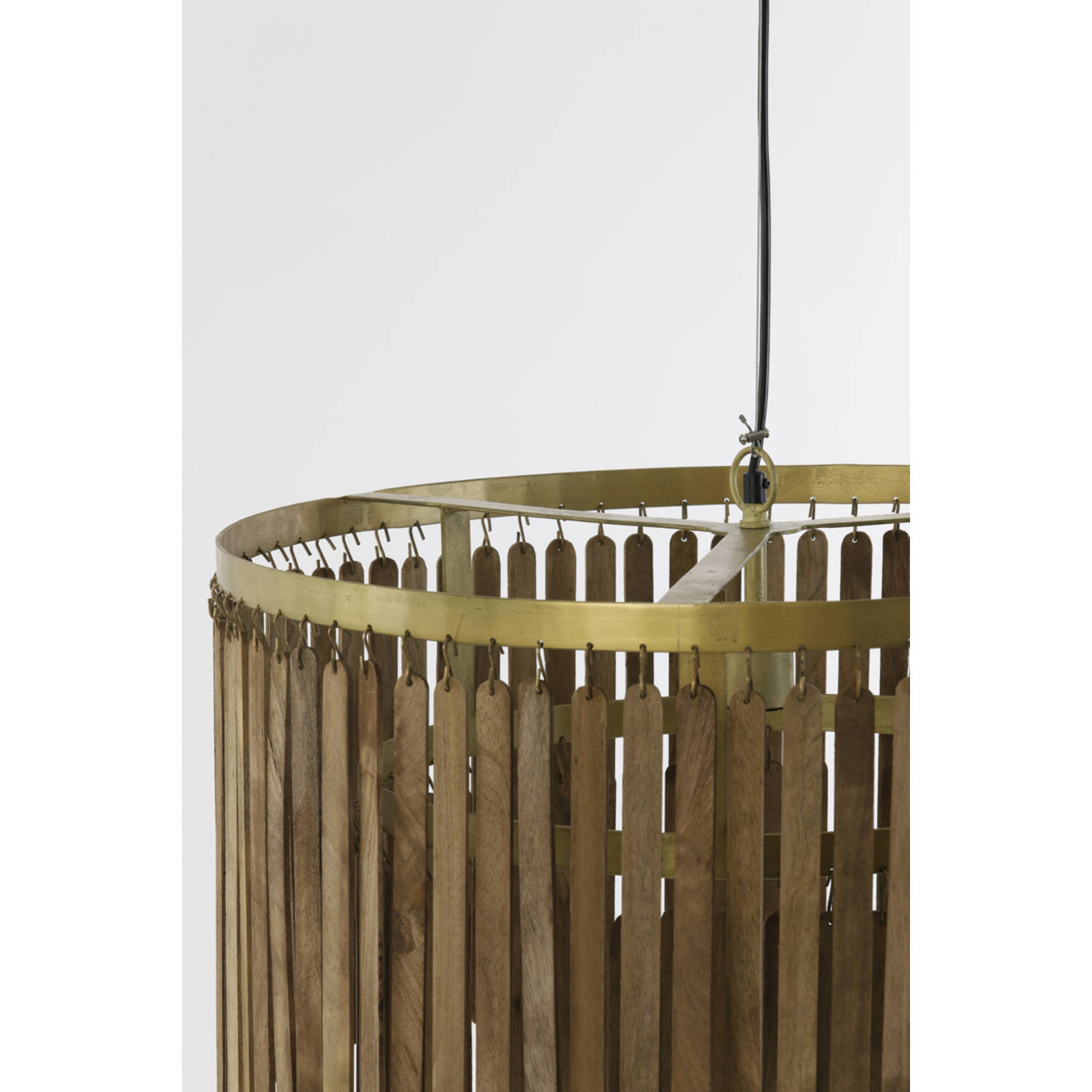 Suspension moderne dorée avec lamelles en bois Light & Living Gularo – Image 5