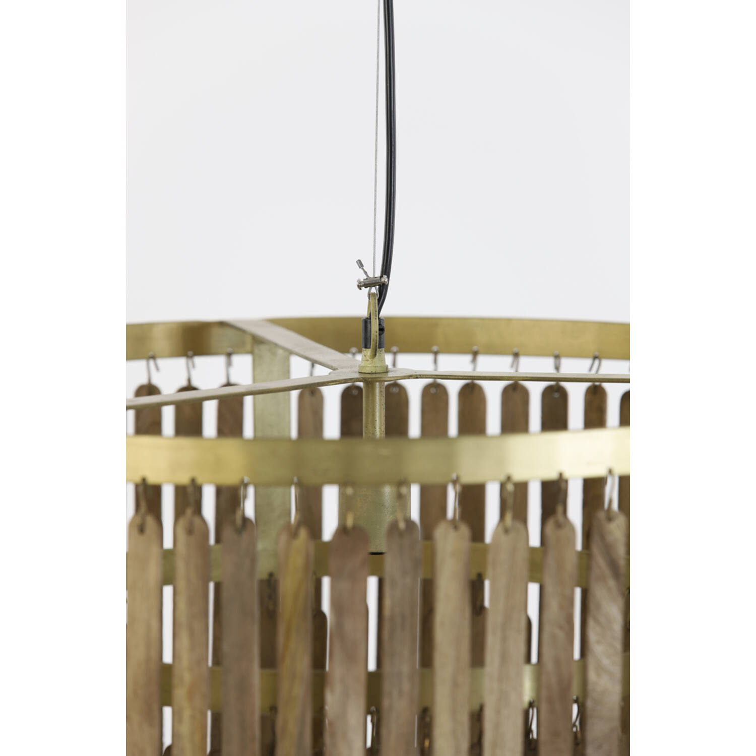 Suspension moderne dorée avec lamelles en bois Light & Living Gularo – Image 8