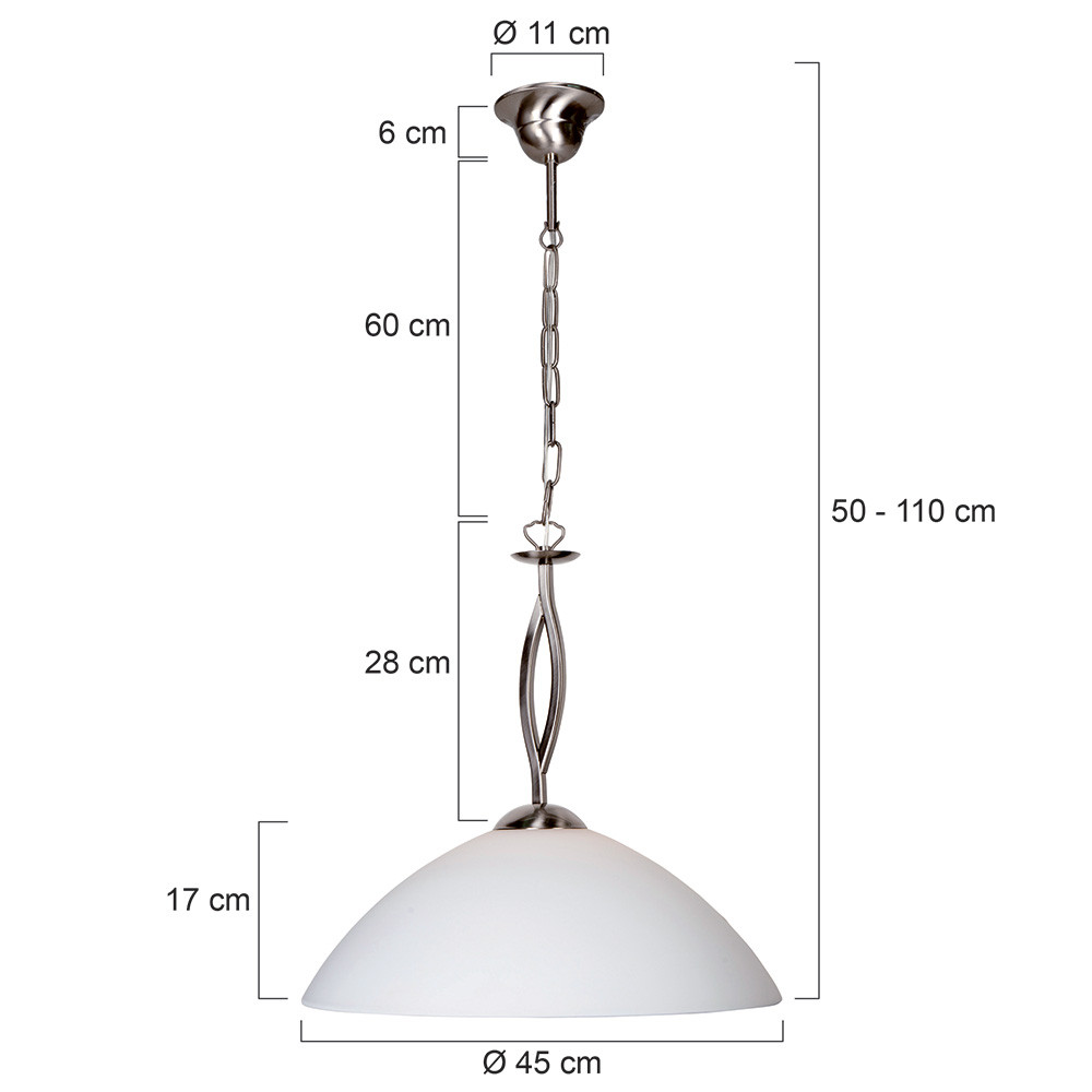 Suspension classique en acier abat-jour verre laiteux Steinhauer Capri – Image 7