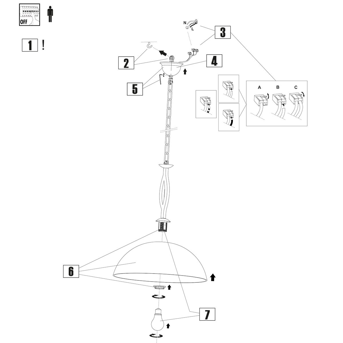 Suspension classique en acier abat-jour verre laiteux Steinhauer Capri – Image 9