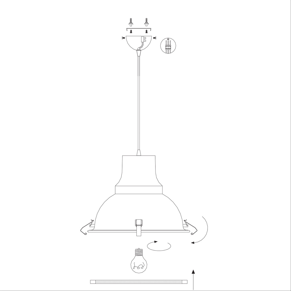 Suspension industrielle en métal noir Steinhauer Parade – Image 10