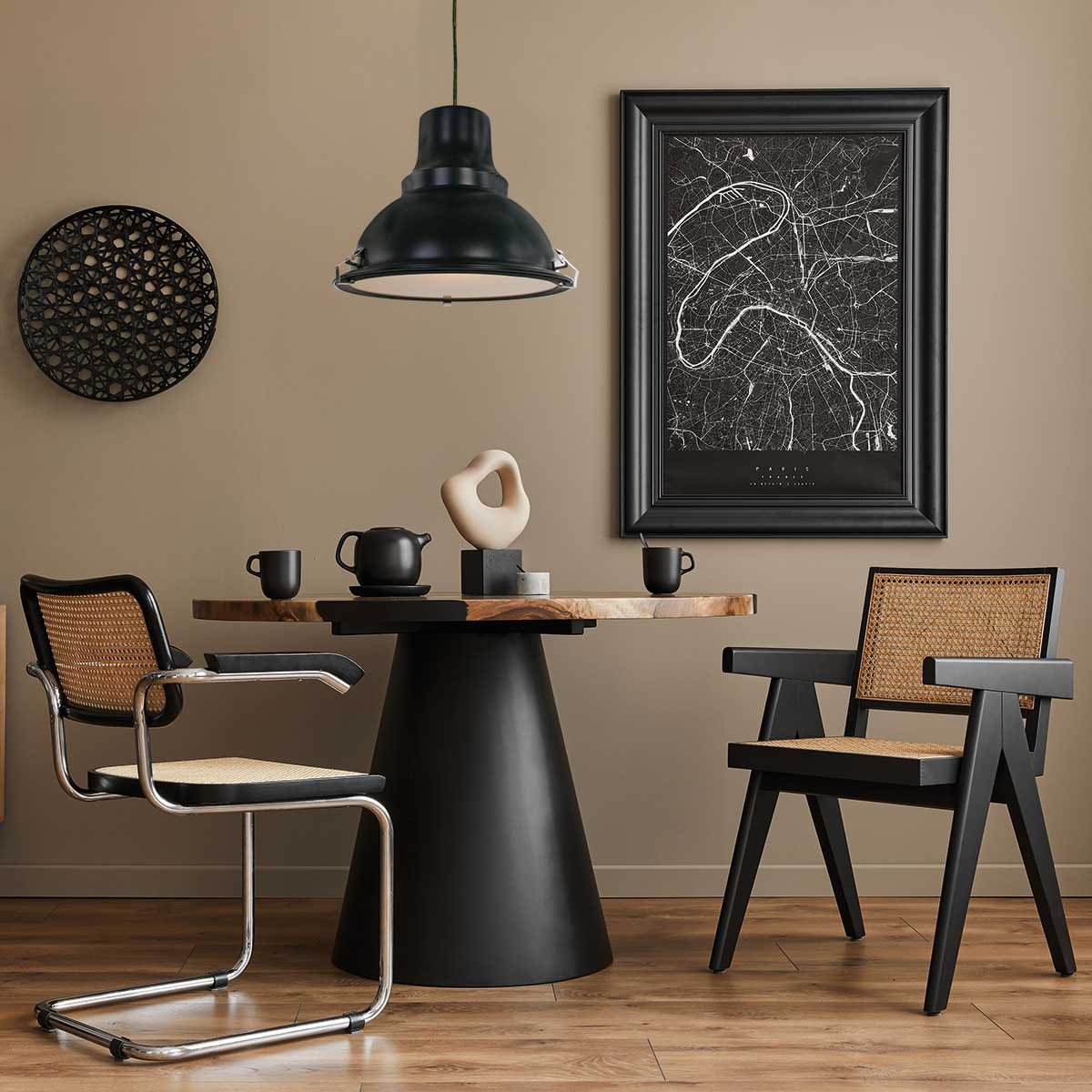 Suspension industrielle en métal noir Steinhauer Parade – Image 4