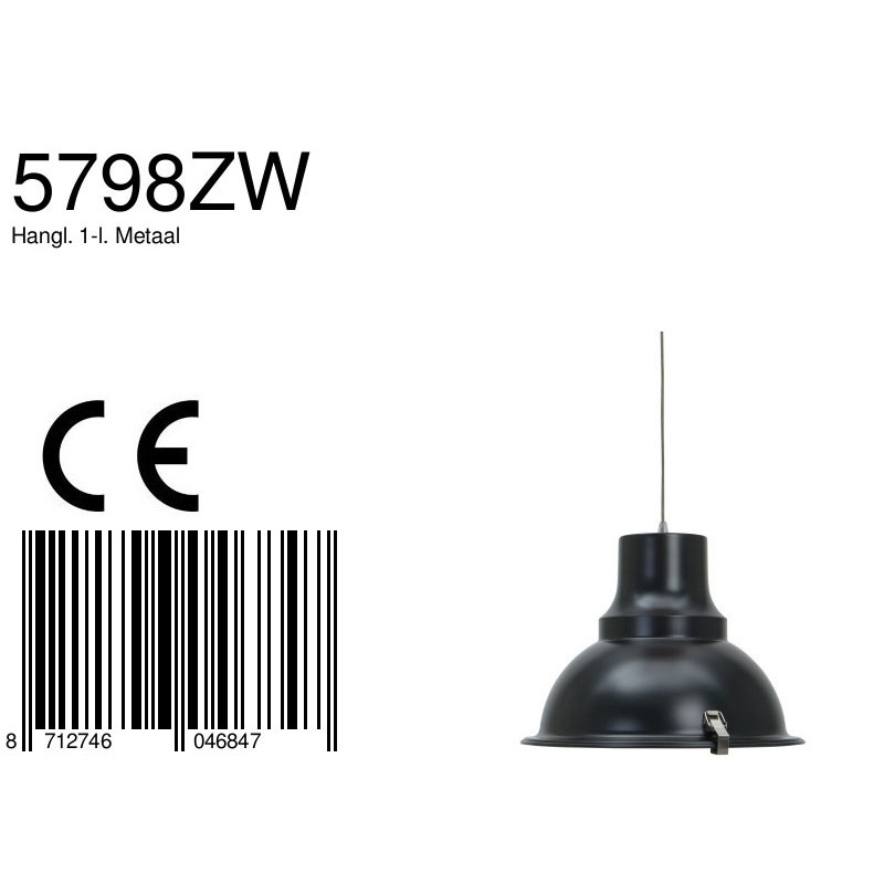 Suspension industrielle en métal noir Steinhauer Parade – Image 9