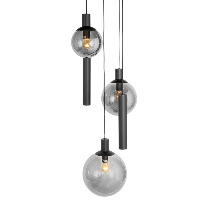 suspension-noire-trois-lampes-spheriques-en-verre-souffle-steinhauer-bollique-verre-fume-et-noir-3800zw