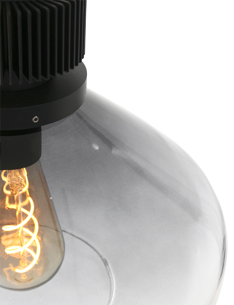 Suspension ovale avec abat-jour en verre fumé Steinhauer Flere noir – Image 5