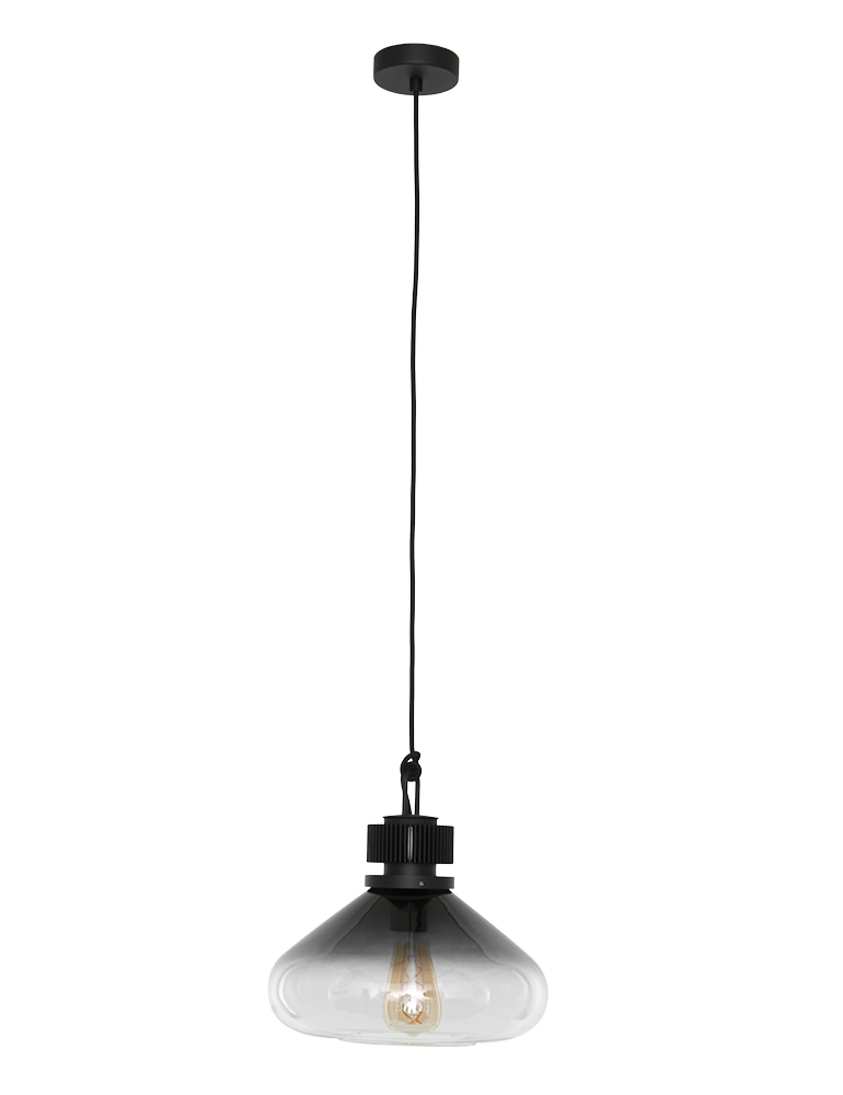 Suspension ovale avec abat-jour en verre fumé Steinhauer Flere noir – Image 8