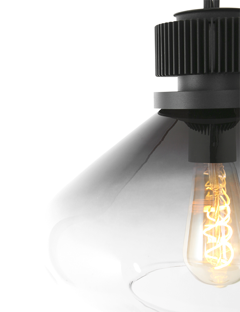 Suspension ovale avec abat-jour en verre fumé Steinhauer Flere noir – Image 9