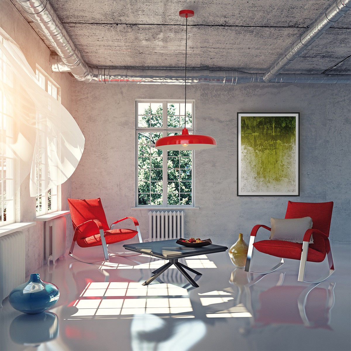 Suspension rétro en métal rouge Steinhauer Krisip – Image 3