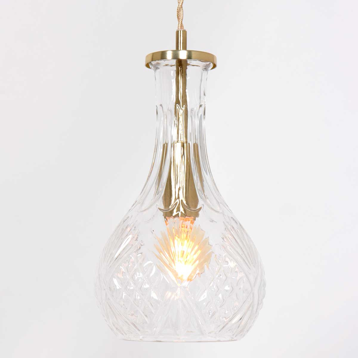 Suspension en laiton avec abat-jour en verre en forme de bouteille Mexlite Grazio Glass – Image 5