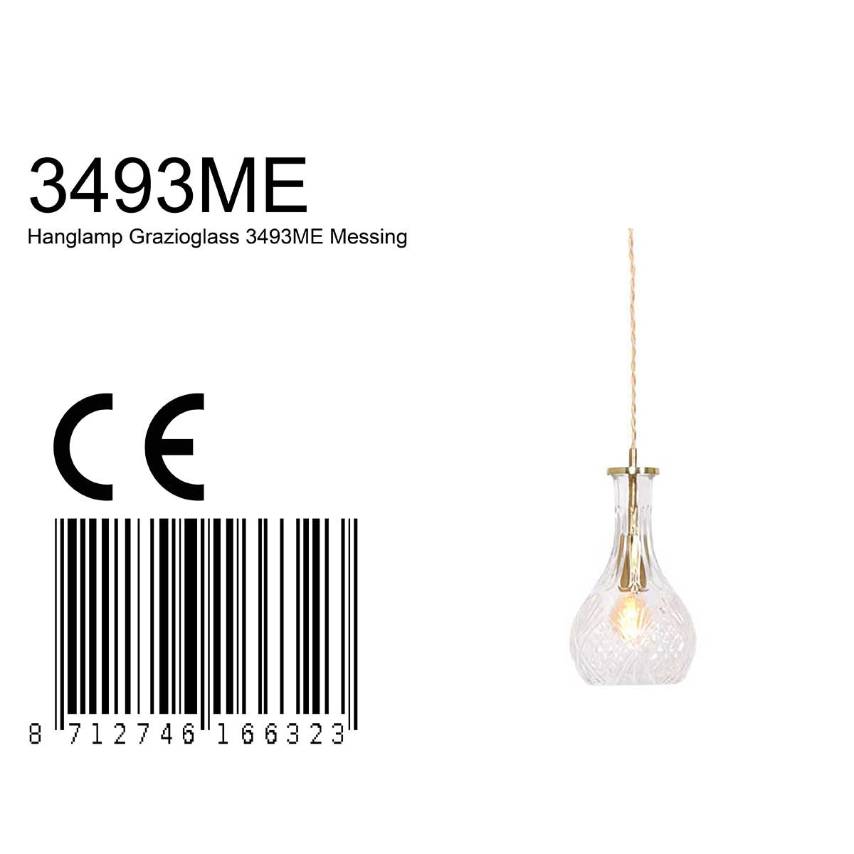 Suspension en laiton avec abat-jour en verre en forme de bouteille Mexlite Grazio Glass – Image 8