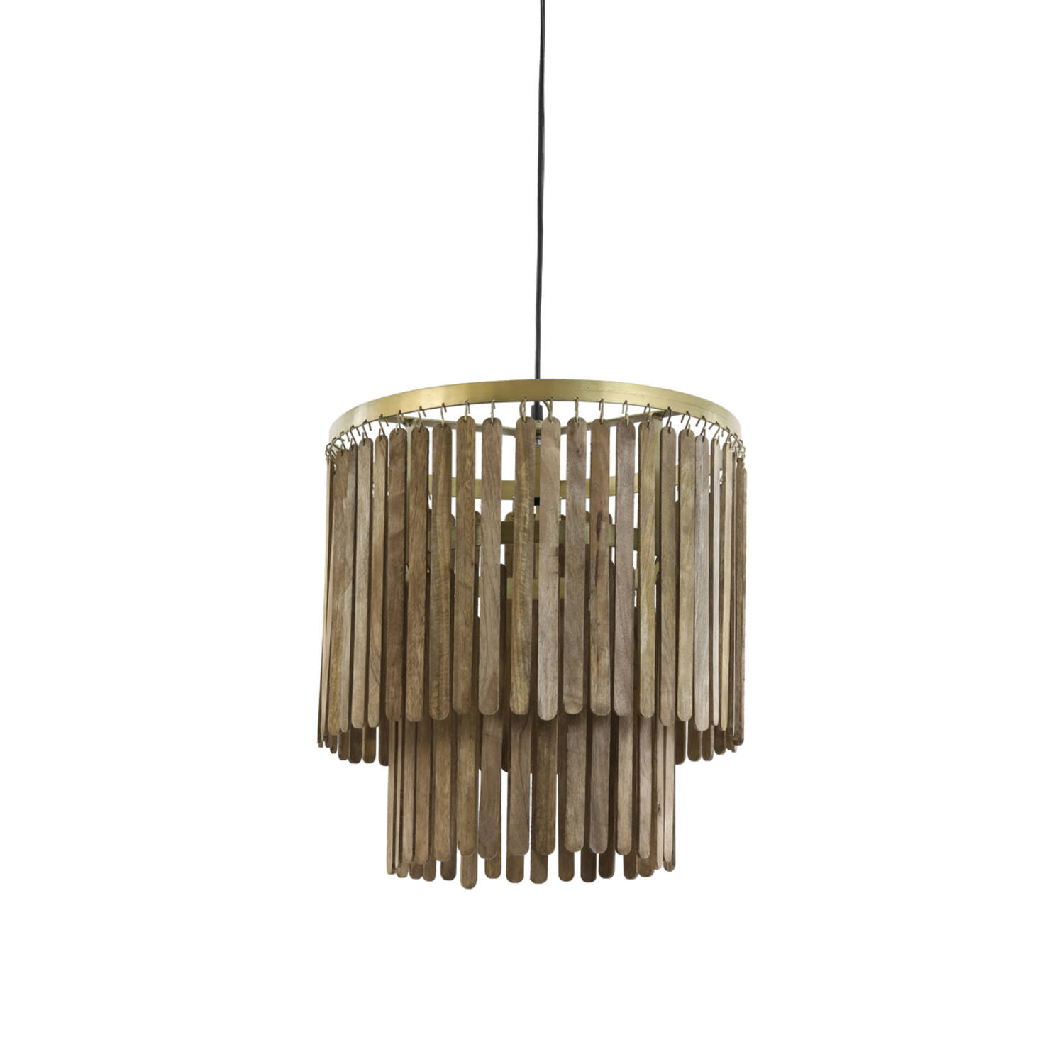 Suspension rétro en bois avec détails dorés Light & Living Gularo – Image 2