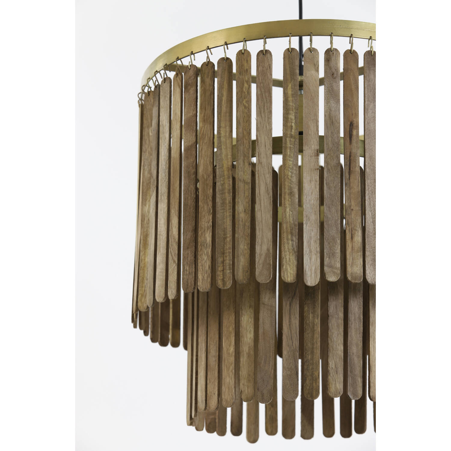 Suspension rétro en bois avec détails dorés Light & Living Gularo – Image 4