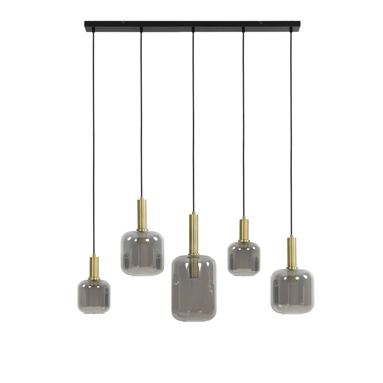 Suspension rétro en verre fumé avec détails dorés Light & Living Lekar – Image 2